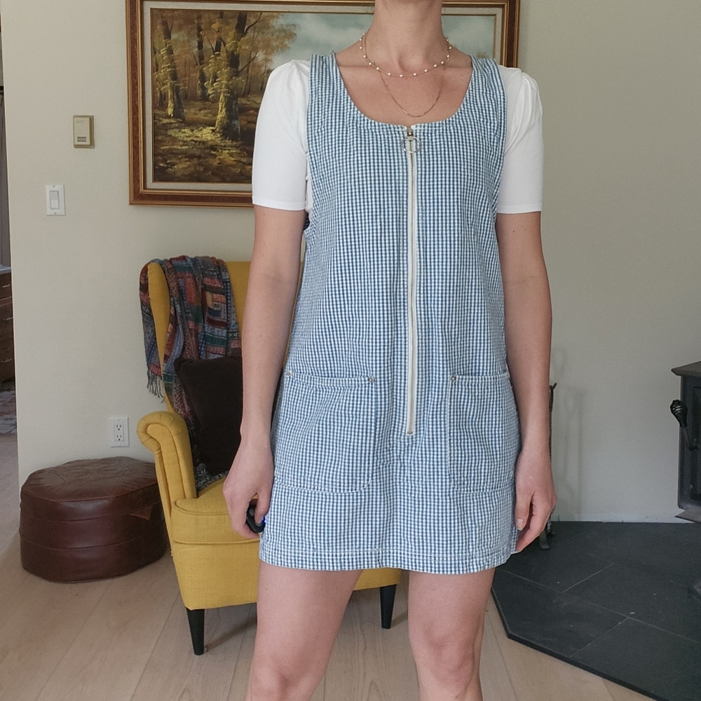 Gingham denim jumper